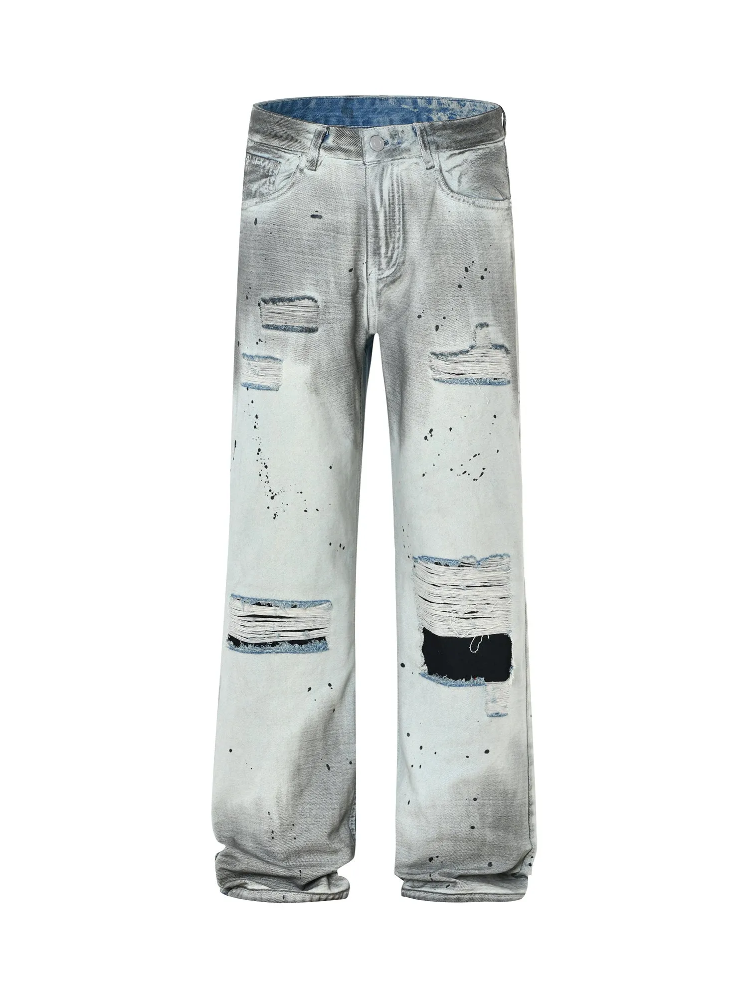 Sneakerhill High Street Distressed Washed Ripped Jeans