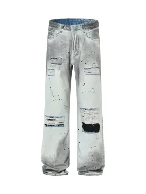 Sneakerhill High Street Distressed Washed Ripped Jeans