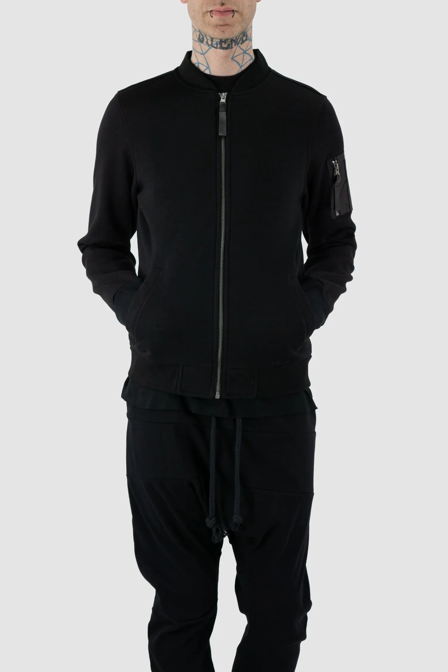 Stretch Cotton Blend Bomber Jacket