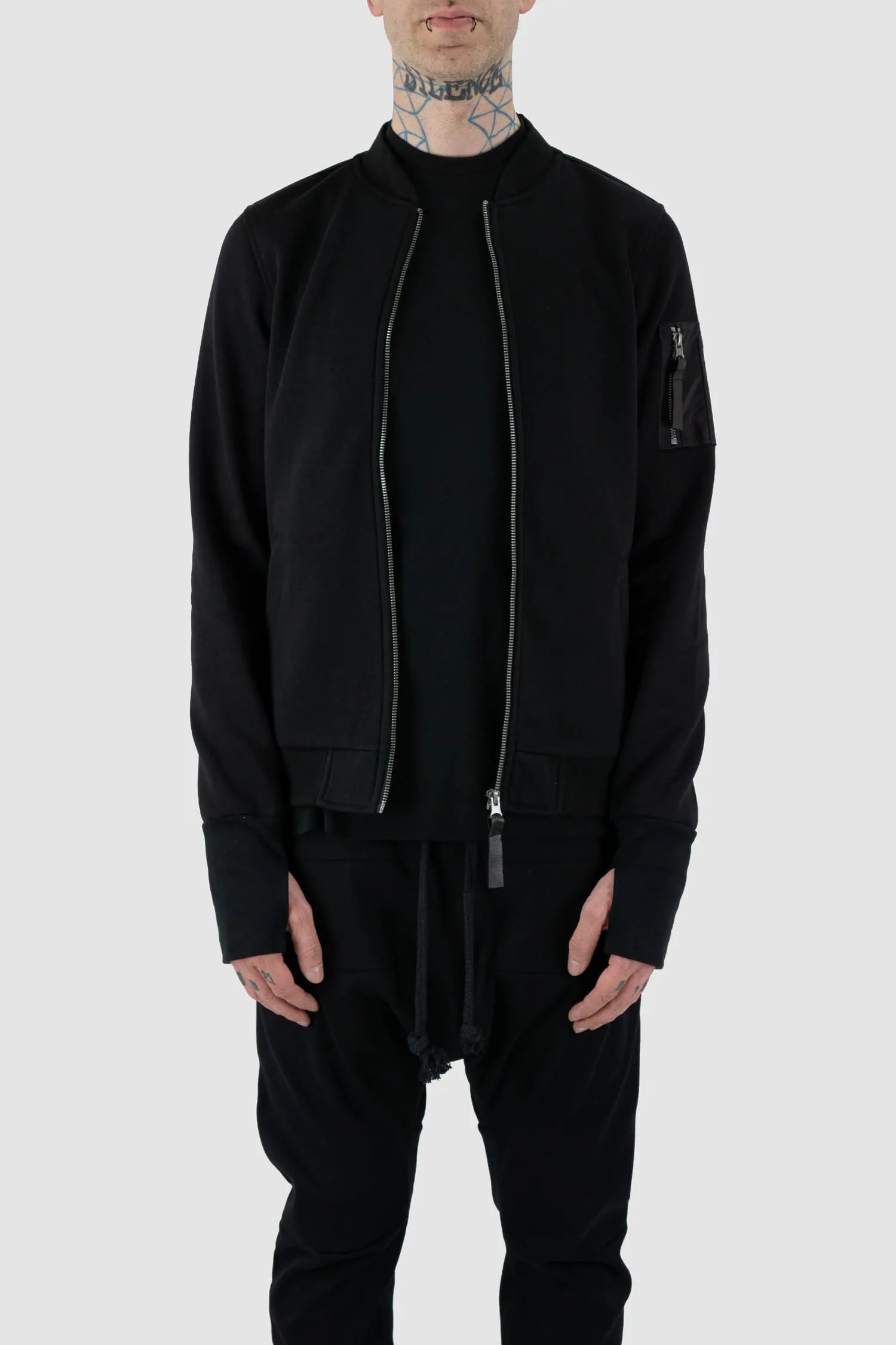 Stretch Cotton Blend Bomber Jacket
