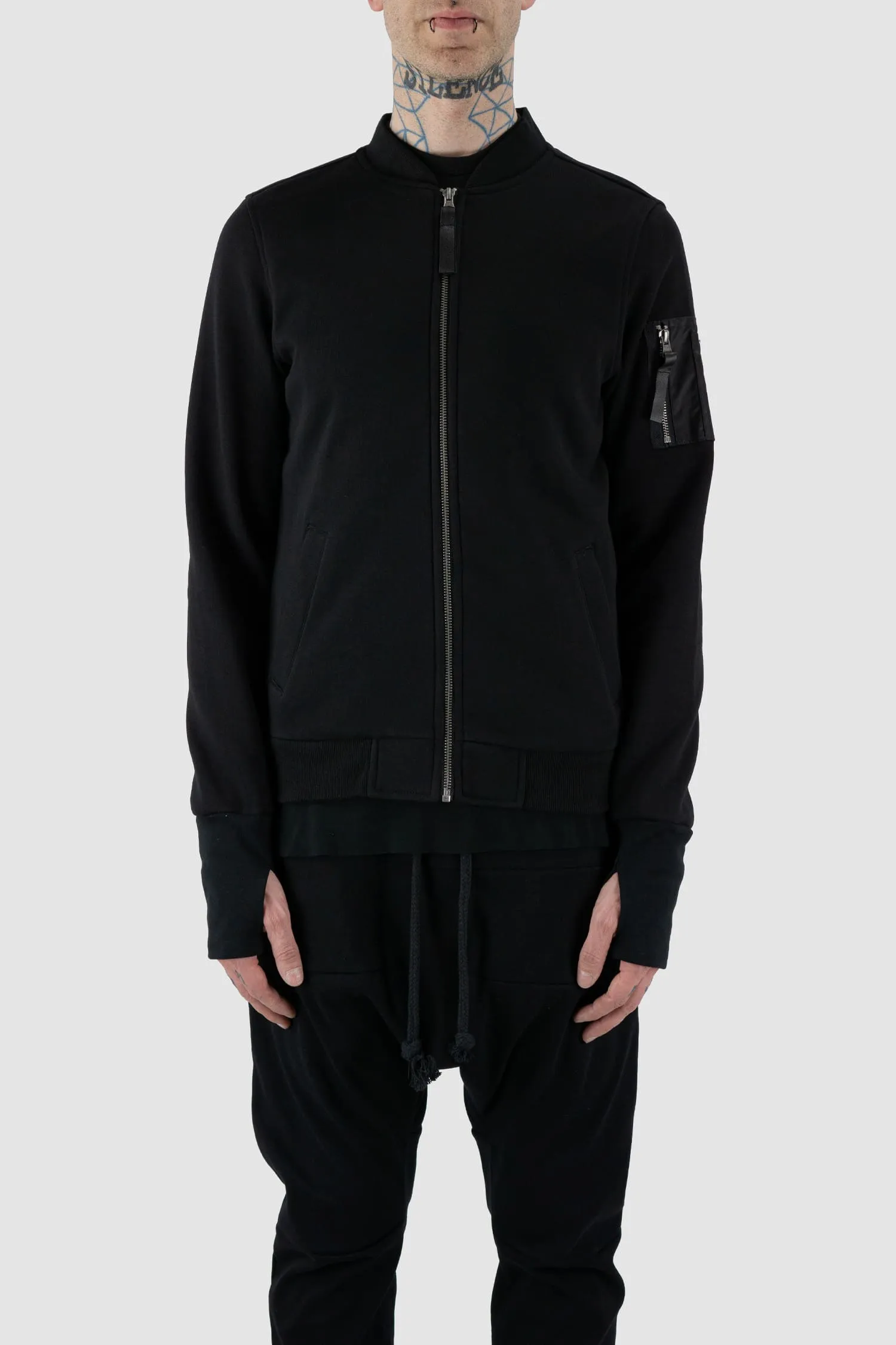 Stretch Cotton Blend Bomber Jacket