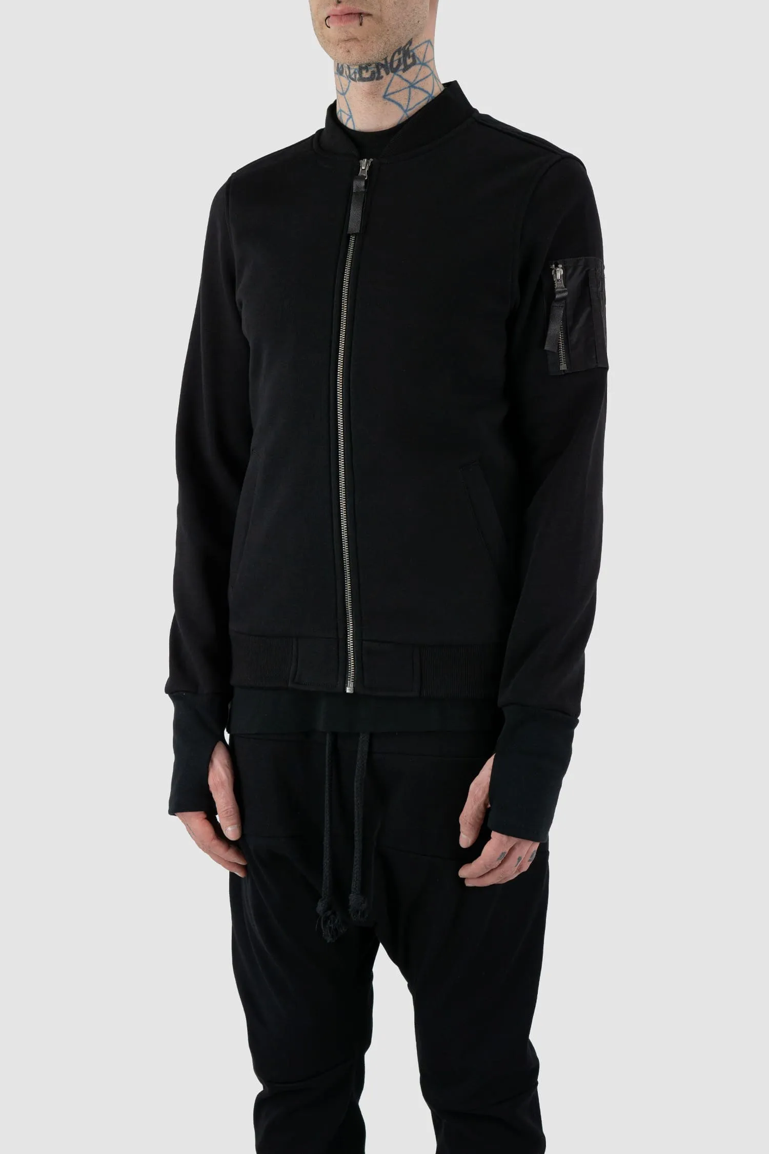 Stretch Cotton Blend Bomber Jacket