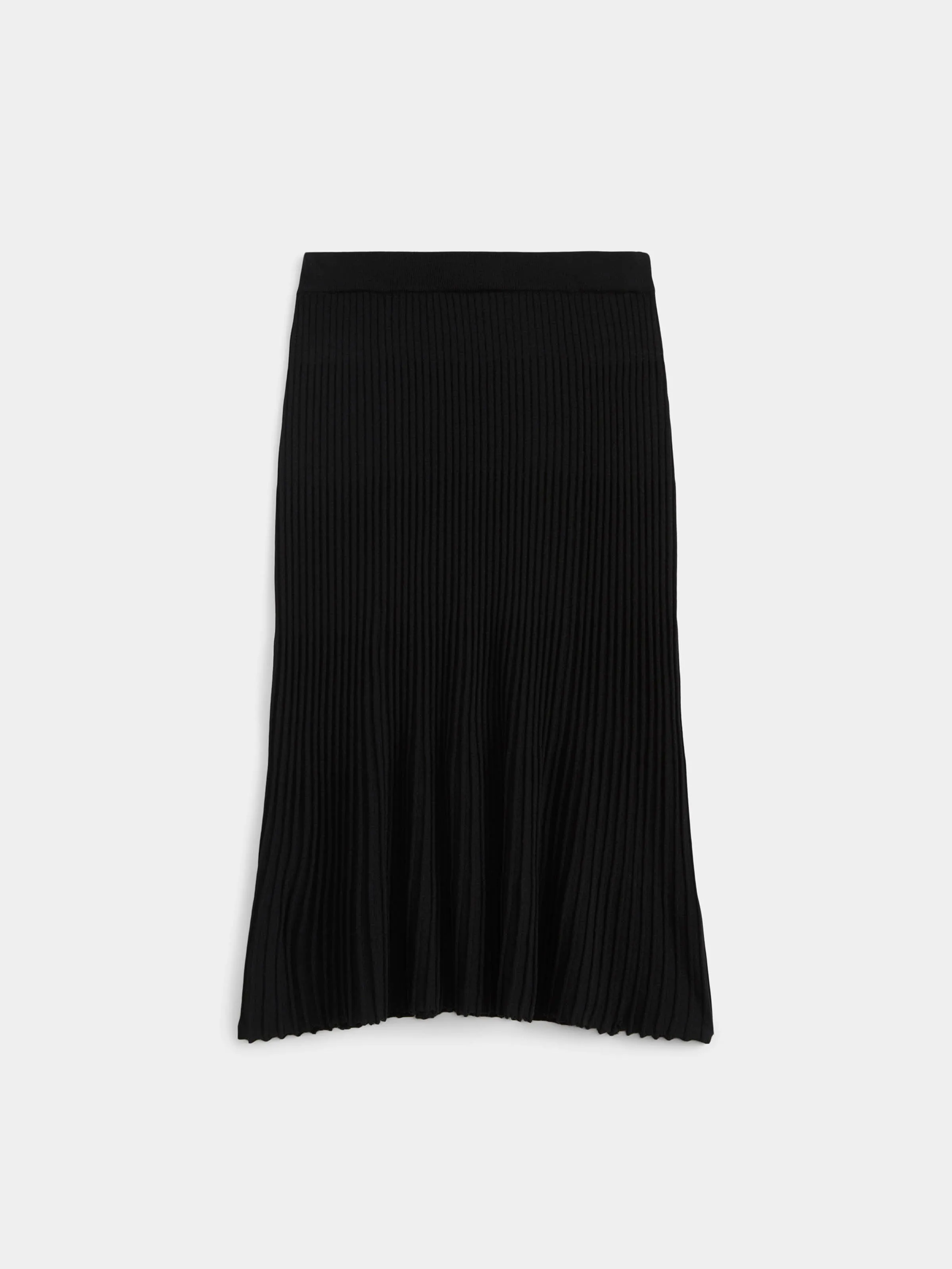 The Ribbed Midi Skirt in Black