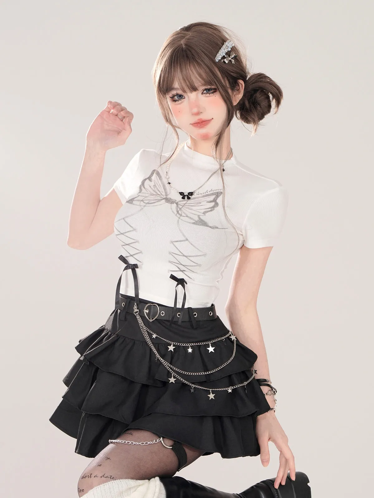 Tiered Skirt Flared Six-Suite