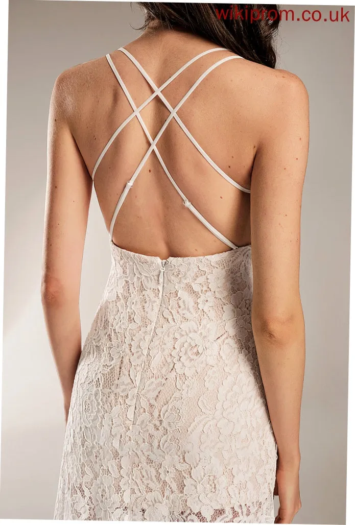 V-neck Wedding Dresses With Sheath/Column Front Floor-Length Rose Wedding Split Dress