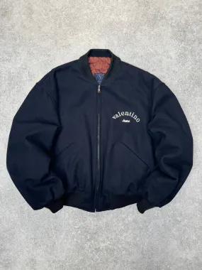 Valentino Jeans Spellout Logo Wool Bomber Jacket
