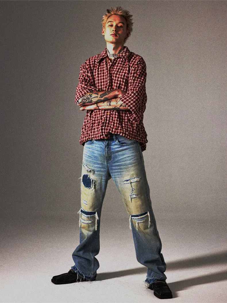 washed distressed jeans