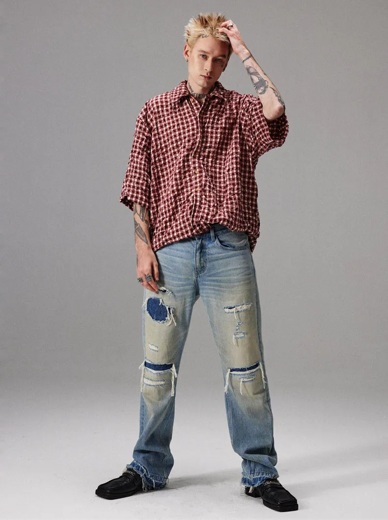 washed distressed jeans