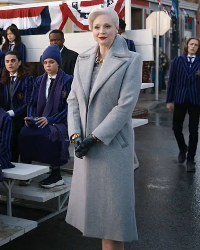 Wednesday Principal Larissa Weems Gray Coat