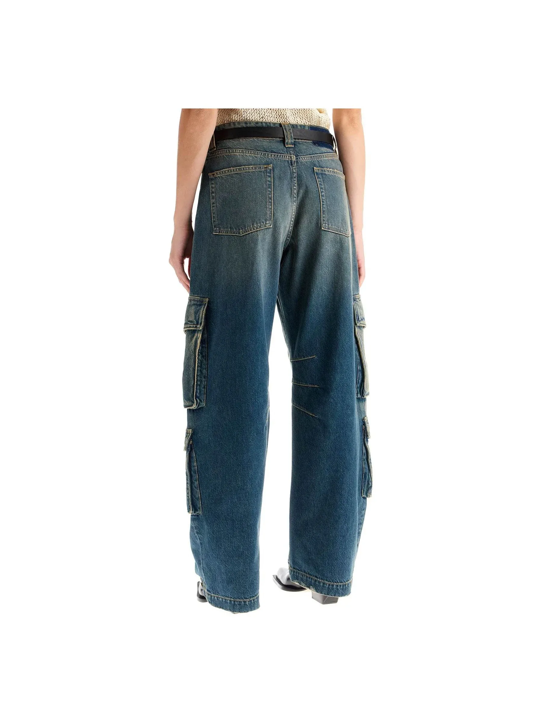 Wide-Leg Distressed Denim Jeans